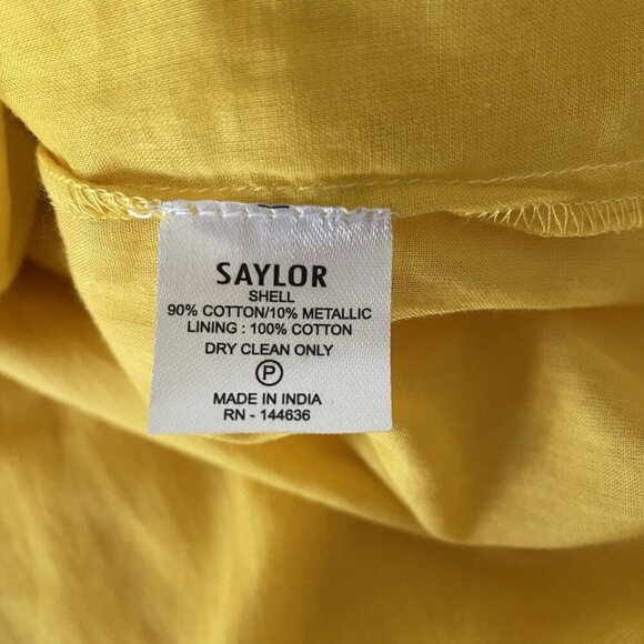 Saylor Adrianne Yellow Metallic Stripe Smocked V-Neck Mini Dress Size M - Picture 11 of 13
